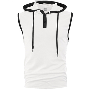 Débardeur de sport pour homme, personnalisable, été, séchage rapide, couleur unie, sans manches, à capuche - Product Image 4