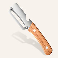Multifunctionele premium handmatige groenteschiller met houten handvat, roestvrijstalen mes, duurzaam, antiaanbaklaag, vaatwasserbestendig