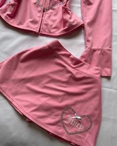 Completo gonna due pezzi con strass, <span class=keywords><strong>sexy</strong></span>, con top a maniche lunghe con cerniera e spalle scoperte, minigonna aderente, <span class=keywords><strong>abbigliamento</strong></span> casual elegante da <span class=keywords><strong>donna</strong></span> - Product Image 6