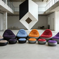 Ensemble de canapé gonflable avec pouf, chaise gonflable, repose-pieds, chaise longue floquée, canapé paresseux, portable et pliable pour le camping en plein air