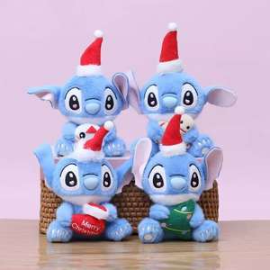 Nuovo ciondolo di natale carino Stich con cappello di natale peluche borsa ciondolo cucito portachiavi in tessuto bambola - Product Image 1