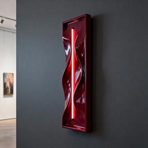Modern Red <b>Wall</b> Lamp LED <b>Light</b> Contemporary Design Rectangular Plastic Shade <b>Wall</b>-Mounted Living Room Lighting - Product Image 5