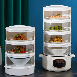 Vaporera eléctrica de alimentos multicapa de plástico con tapa para uso doméstico, diseño apilable de 5 niveles - Product Image 5