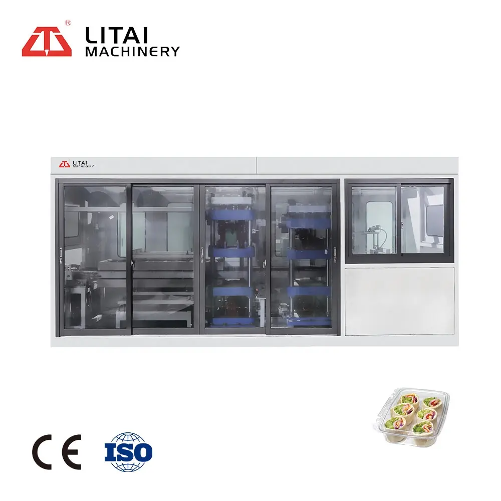 कई स्टेशनों सुशी बॉक्स अंडे की ट्रे खाद्य एकीकृत thermoforming मशीन