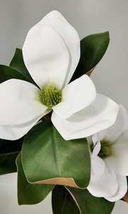 Vente flash : 3 têtes de fleurs de magnolia artificielles pour la décoration de la maison, arrangement floral de mariage, fleurs de magnolia artificielles blanches - Product Image 2