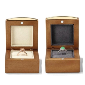Sẵn Sàng Tàu Sang Trọng Mộc Mạc Gỗ Nhung Lót Đóng Cửa Từ Khắc Hộp Đồ Trang Sức Cho Nhẫn Đính Hôn Mặt Dây Vòng Đeo Tay - Product Image 4