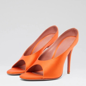 Sandalias personalizadas con punta abierta para mujer, talla grande 45, mulas, tacones altos y finos, sandalias de satén, vestido, <span class=keywords><strong>zapatos</strong></span> de ajuste <span class=keywords><strong>ancho</strong></span> de patente brillante - Product Image 5