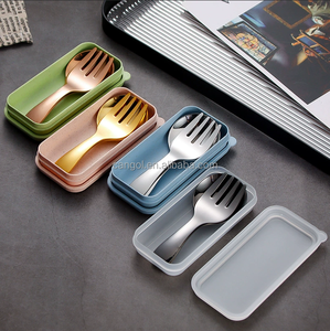 Tái Sử Dụng Dao Kéo Đi Du Lịch Đồ Dùng Đặt Thép Không Gỉ Flatware Set Ngắn Xử Lý Gương Đánh Bóng Muỗng Nĩa Với Lưu Trữ Trường Hợp - Product Image 1
