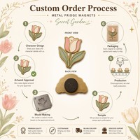 Aimant de réfrigérateur personnalisé en métal floral, aimant en émail dur avec fleurs, papillons, jardin, souvenir, avec logo, emballage cadeau
