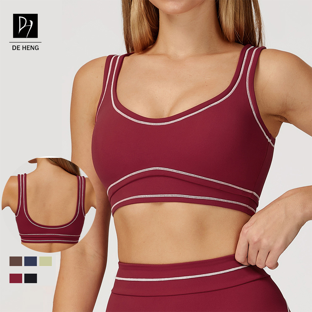 2006 New Design High Support Women'S Brushed U-Back Yoga Bra Soft Breathable Color Blocking Backless Sports Bra Women Yoga Bra