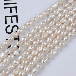 Perlas Barrocas de Agua Dulce Naturales de Zhuji, de 7-8 mm, de Doble Cara, con Orificio Recto, Color Blanco, para Hacer Collares y Pulseras, Material Hecho a Mano - Product Image 2