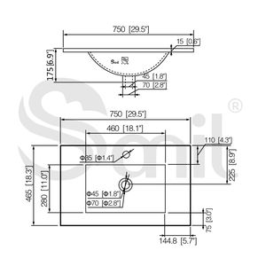 Lavabo de Baño Moderno y Ecológico de Cerámica Blanca Esmaltada Lisa de Alta Calidad Cupc de 750 mm - Product Image 6