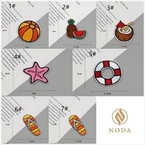 Nouvel autocollant brodé style estival thème plage, motif tongs et bouée de natation, pour la décoration de vêtements et de chapeaux - Product Image 2