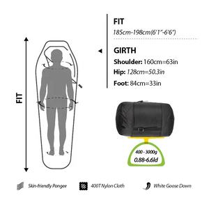 Sac de couchage 4 saisons léger, portable, imperméable, en nylon, avec duvet d'oie blanc, type enveloppe, avec sac de compression - Product Image 6