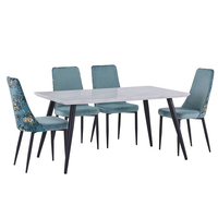Ensemble de table à manger moderne en bois avec plateau rectangulaire en MDF blanc et pieds en acier noir avec revêtement en poudre, pour usage hôtelier, nouveauté 2023