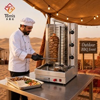 Machine à shawarma et kebab à gaz et électrique haute performance à 6 brûleurs, en acier inoxydable, avec rôtissoire verticale