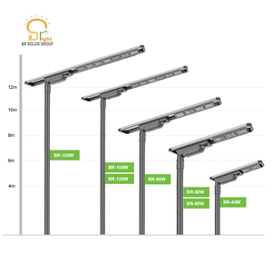 BR SOLAR <span class=keywords><strong>Haut</strong></span> <span class=keywords><strong>de</strong></span> <span class=keywords><strong>gamme</strong></span> 40w 50w 60w 80w Lampadaire <span class=keywords><strong>solaire</strong></span> LED tout-en-un pour jardin et route pour les zones résidentielles - Product Image 4