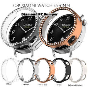 Aibangjia Fasion Bling Women <span class=keywords><strong>Diamond</strong></span> Bumper Screen Protector Protective Case for Xiaomi Watch S4 41mm Cover Frame - Product Image 1