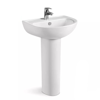 Suite Sanitaire Arabe Économique – WC Toilette Une Pièce Céramique à Chasse d'Eau, Cuvette et Lavabo sur Colonne pour Salle de Bain