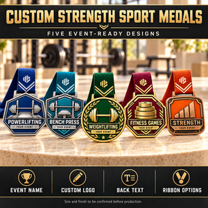 Sports Competition Medals Custom Weightlifting Powerlifting <b>Bench</b> Press and Fitness Awards with Ribbon OEM ODM medal manufacture - Product Image 4
