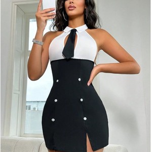 Europe et états-unis femmes Sexy uniforme amour <span class=keywords><strong>costume</strong></span> nouveau secrétaire hanche jupe avec dentelle décoration Direct sortie d'usine - Product Image 4