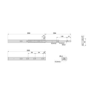 Emuca Kit de Corredor de Cajón con Rodamiento de Bolas, 5 Pares, 45x350mm, Sistema de Empuje de Extensión Completa, Cierre Suave, Acero Zincado, Uso en Gimnasio - Product Image 1