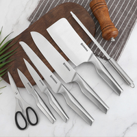Ensemble de 8 couteaux de cuisine en acier inoxydable 3Cr13 410, manche creux, couteau de chef, hachoir, couteau à pain, ciseaux, ambidextre, compatible lave-vaisselle