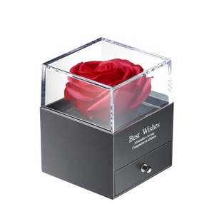 China Manufacturer Acrylic Flower Rose Wedding Gift Ring jewelry box bracelet necklace box