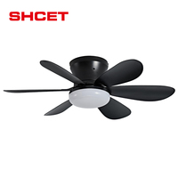 Ventilateur de plafond LED moderne avec 6 pales, source LED E27, silencieux, pales amovibles, design droit