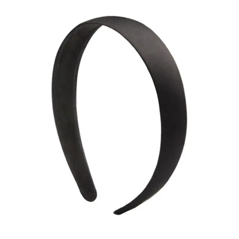 25ミリメートル黒無地プラスチックヘッドバンド黒生地カバーdiyのヘア装飾品