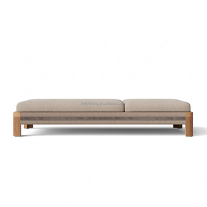 Chaise longue d'extérieur en teck de qualité supérieure FERLY, lit de repos <span class=keywords><strong>minimaliste</strong></span> de luxe avec coussins haute performance pour les centres de villégiature et les piscines de villas - Product Image 4