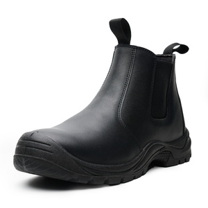 JM008-1 <strong>Waterproof</strong> Steel Toe <strong>Work</strong> Boot No Lace Black , ZG Safety Boot No Lace, Black Smooth Leather Chelsea <strong>Work</strong> Boots Anti-slip - Product Image 2