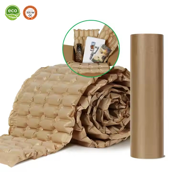 Custom Size Kraft Paper Air Cushion Film Tube Film Sustainable Inflatable Packaging Supplier For E Commerce Transport Electronic