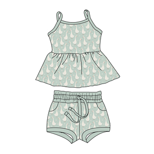 Conjunto de Ropa para Niña, Diseño Lindo, Impresión Personalizada, Libre de Aranceles OEM de Qingli, Conjunto Infantil con Estampado de Piña - Product Image 2