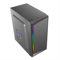 Boîtier d'ordinateur de bureau MicroATX vertical de taille moyenne avec éclairage RGB, panneau frontal, ports USB, en stock, 2 ventilateurs