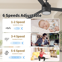 Ventilateur de plafond moderne décoratif noir de 52 pouces avec lumière, moteur DC, télécommande et économie d'énergie – Vente en gros à chaud