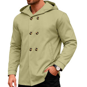 Chaqueta cortavientos con capucha para hombre, corte ajustado, color sólido, ropa deportiva informal para el tiempo libre - Product Image 4