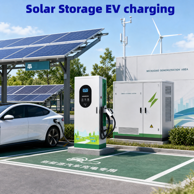 CHESU DC Fast Electric Car Charger PV Solar System + Lithium Battery + EV Charging Station Renewable Energy Charging Pile