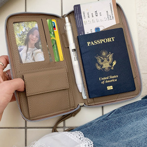 Cartera Larga Multifuncional <span class=keywords><strong>de</strong></span> PU con Textura <span class=keywords><strong>de</strong></span> Lichi, Funda para Pasaporte, Organizador <span class=keywords><strong>de</strong></span> Tarjetas y Boletos <span class=keywords><strong>de</strong></span> Avión para Mujer - Product Image 2