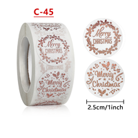 Autocollants adhésifs de remerciement, Noël, or rose, ronds de 1 pouce, 500 feuilles par rouleau, autocollants de décoration pour cadeaux