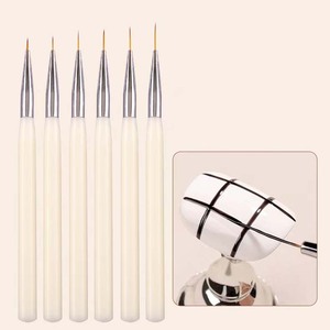 White 6pcs 5mm 7mm 9mm 11mm 13mm 15mm Nylon Gel Nail Art Liner Brush <b>Set</b> Salon Artist <b>Paint</b> Manicure Nail Supplies Tools - Product Image 3