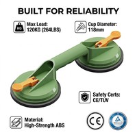 Ventosa Manual de Doble Garra de Grado Industrial de Alta Resistencia con Capacidad Máxima de 120 kg para Vidrio y Azulejos