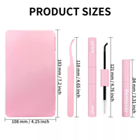 Sulv 14-Row Pink D-Curl Large Tray DIY Lash Extensions Handmade Black Cluster with Bond and Seal Nail Care Makeup Tool Set