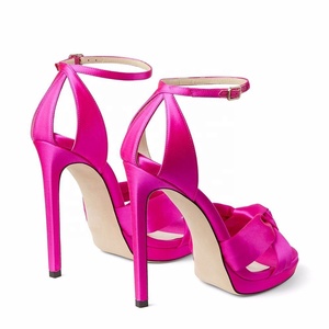 Hermosos Zapatos de Novia para Boda, Color <span class=keywords><strong>Fucsia</strong></span>, Satén, con Hebilla y Correa, Tallas Grandes, Tacones de Aguja para Mujer - Product Image 2