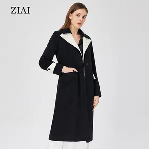 Spring new corduroy trench coat women's mid-length high-end gentle wind purple windbreaker coat thin temperament trench coat