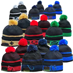 Wholesale High Quality Winter Sport Knitting Hat Ball Game Hat America Football Beanies 30 Teams Basketball Knitting Cap