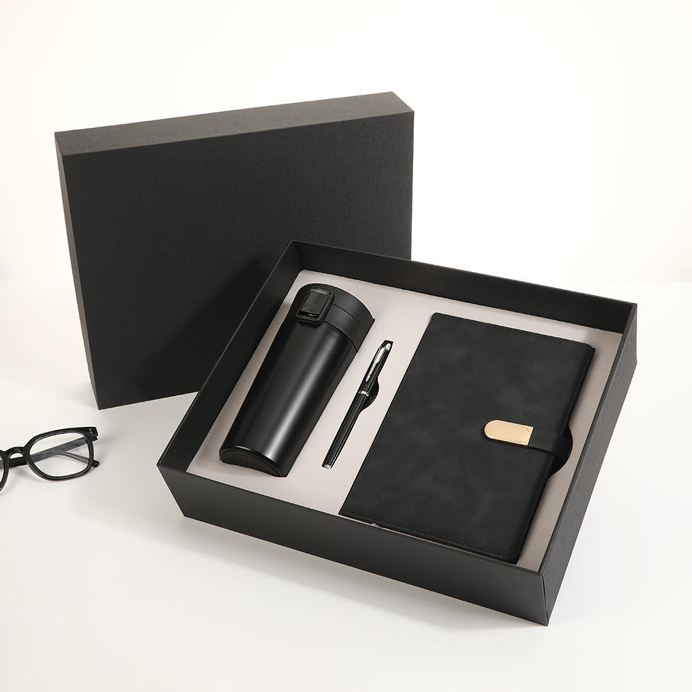 Juego de tres piezas de taza de café + bolígrafo de firma + cuaderno