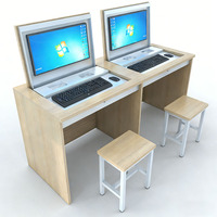 Meubles de classe scolaire modernes en MDF avec structure métallique, bureau et chaise doubles durables avec support pour ordinateur