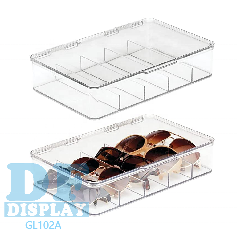Акриловый дизайн, пластиковый жесткий корпус, Штабелируемый футляр для очков, органайзер для хранения, откидная крышка для унисекс, дисплей для солнцезащитных очков