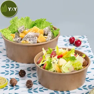 100% Food Grade Disposable Kraft Paper PLA Salad Bowl